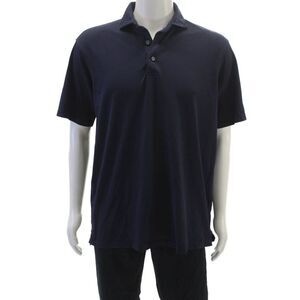 Greyson Mens Polo Shirt Blue Cotton Collared Short Sleeve Size L